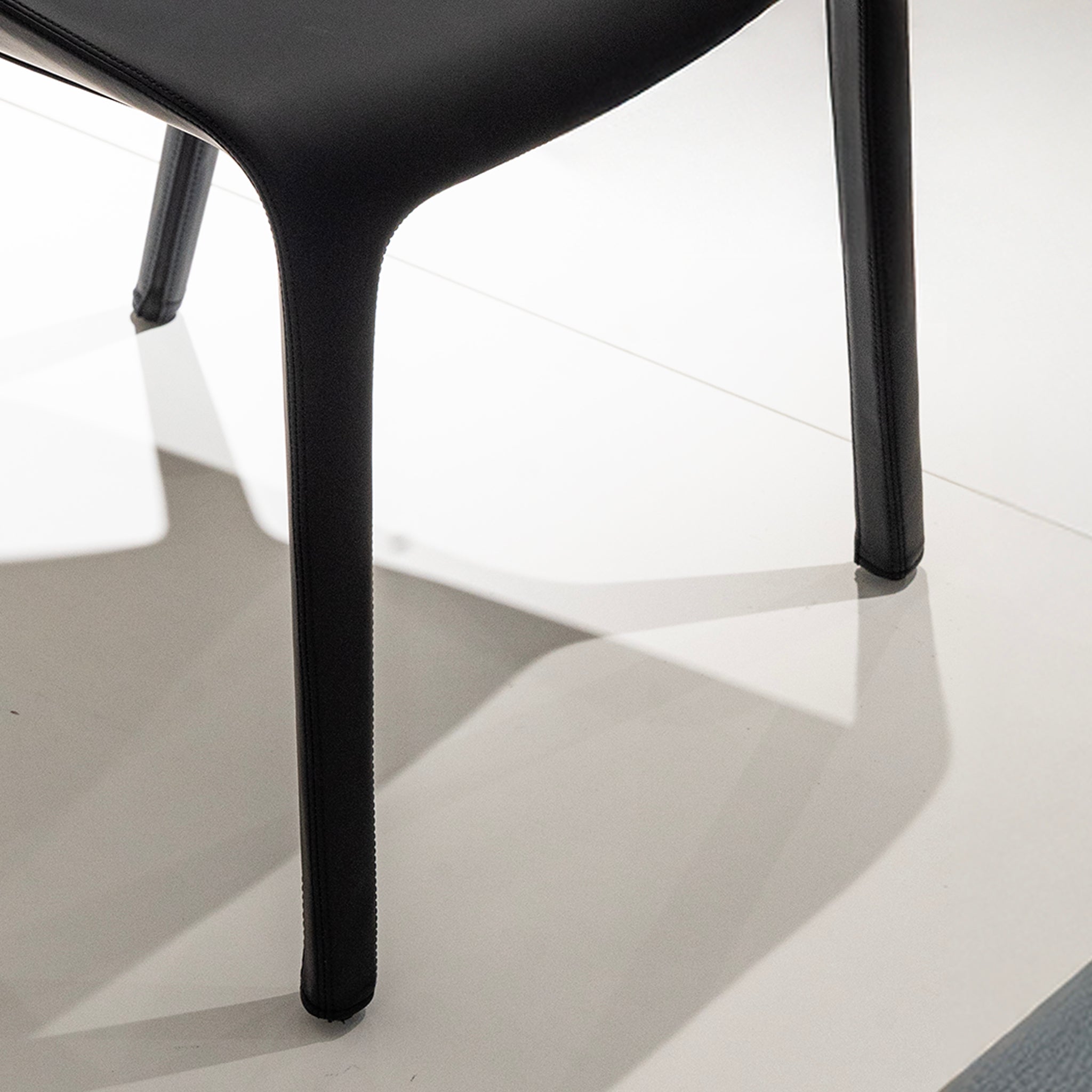 Contoured Black Leather Chair