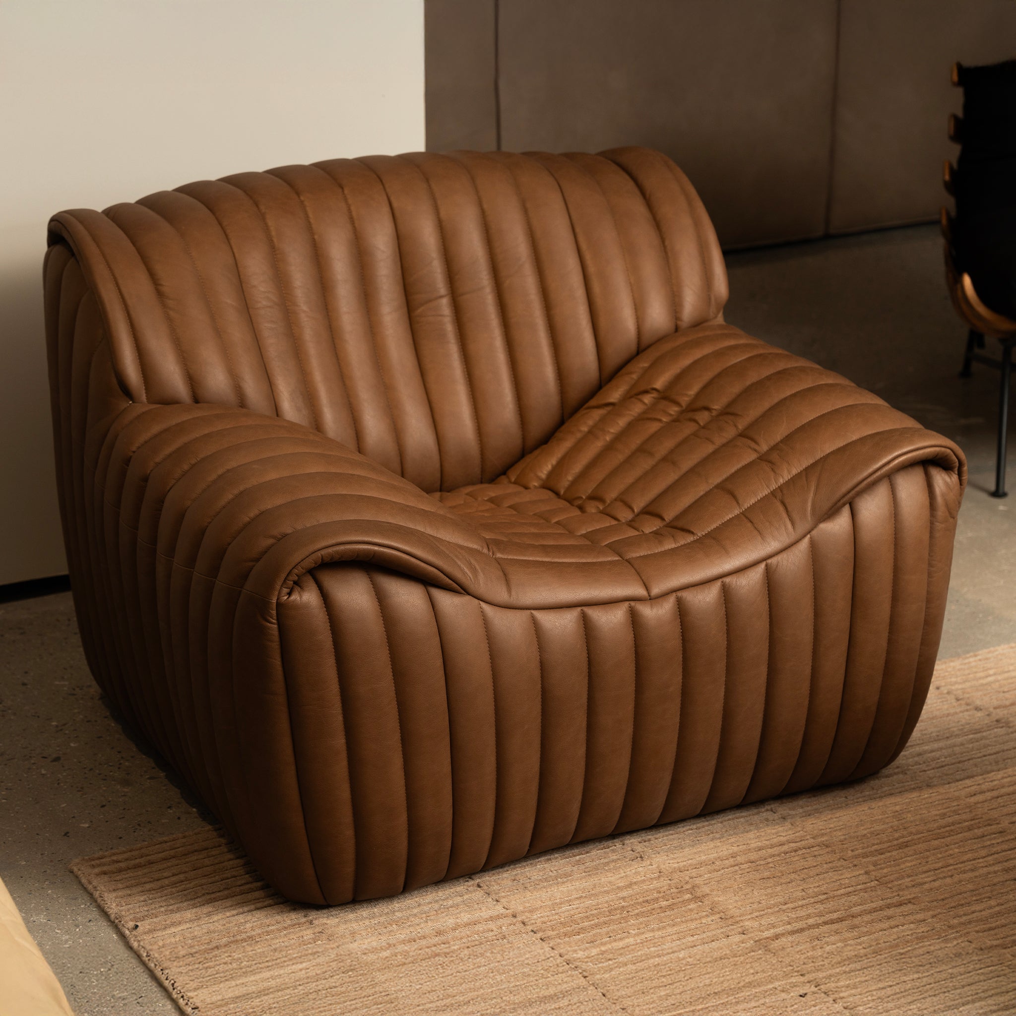 Channeled Leather Lounger