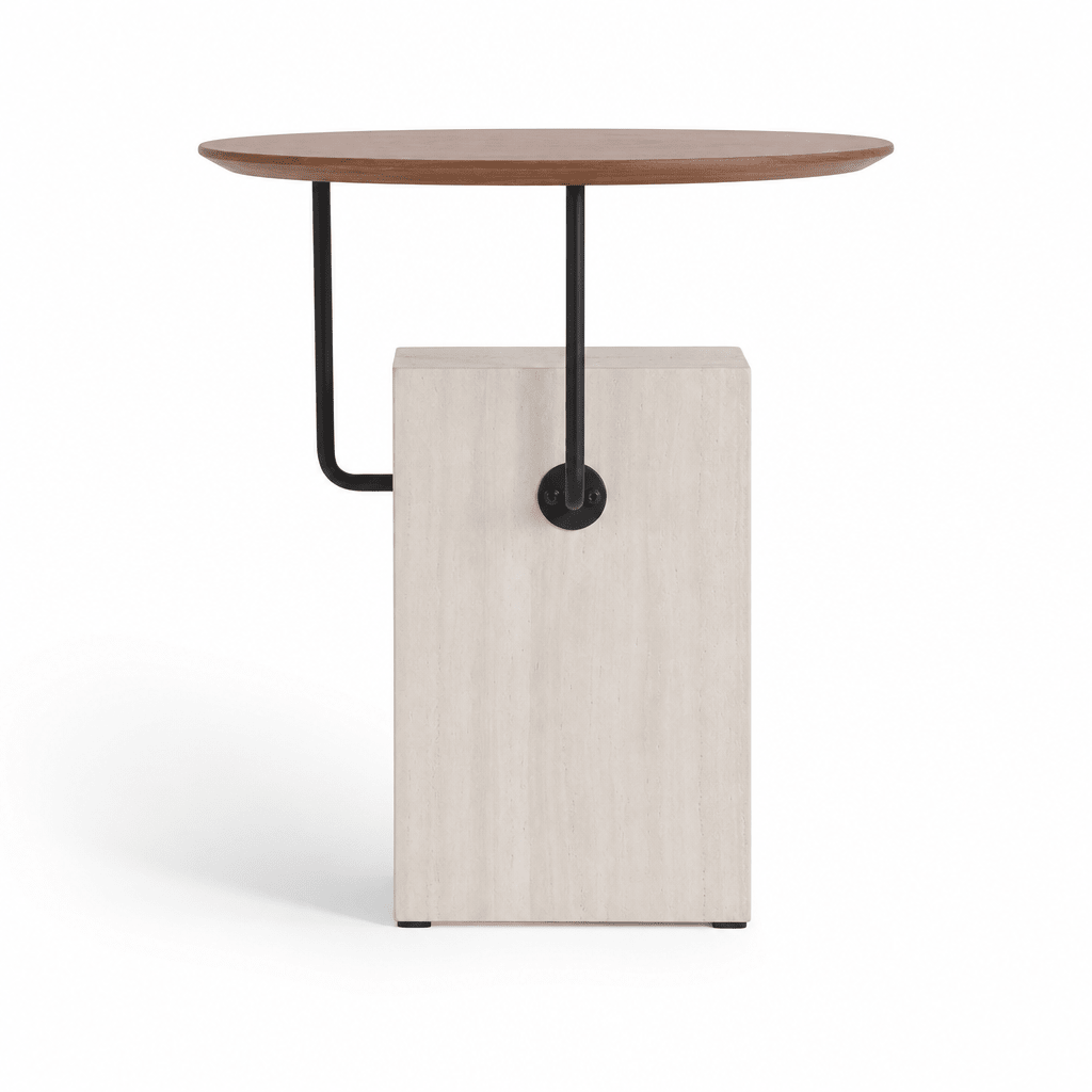 Arc Travertine Side Table - FURNIBLE.