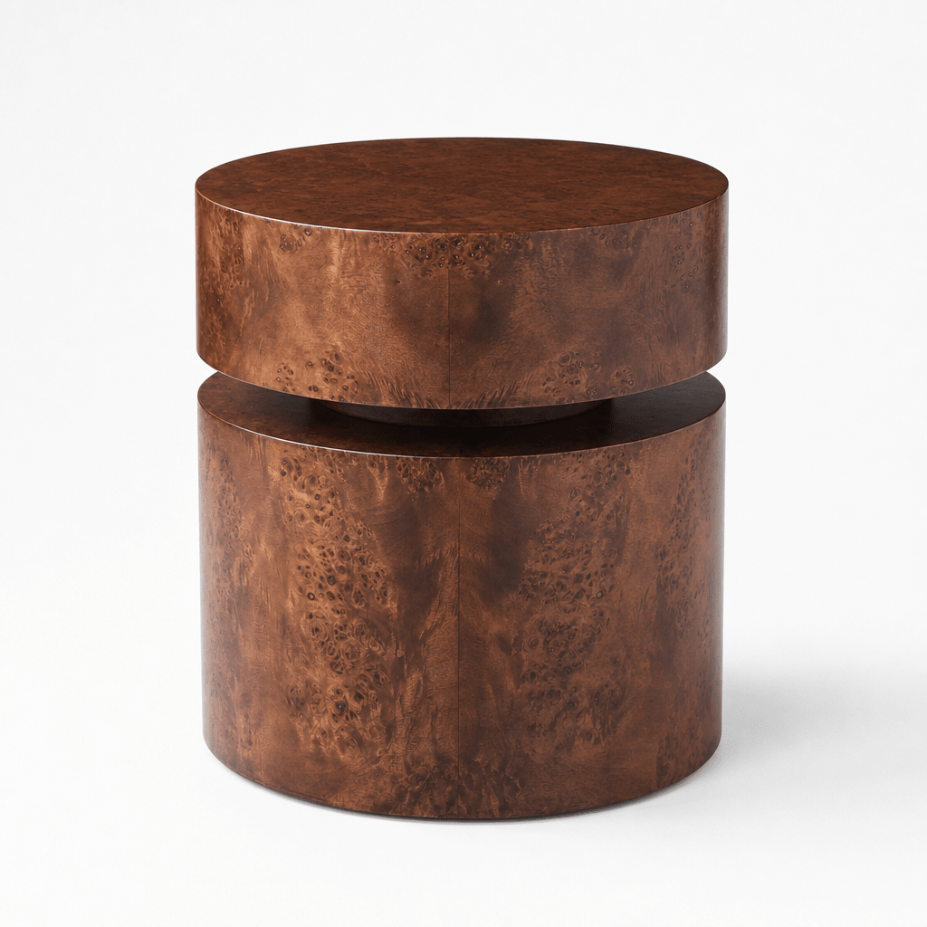 Burl Drum Side Table - FURNIBLE.