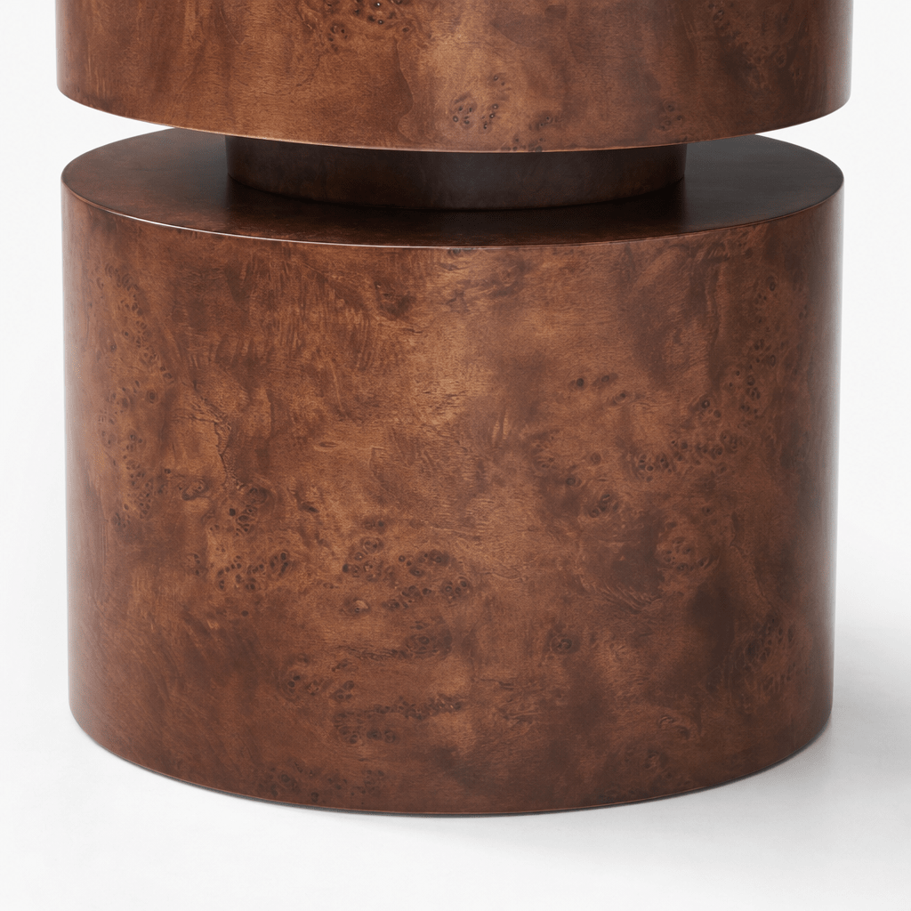 Burl Drum Side Table - FURNIBLE.