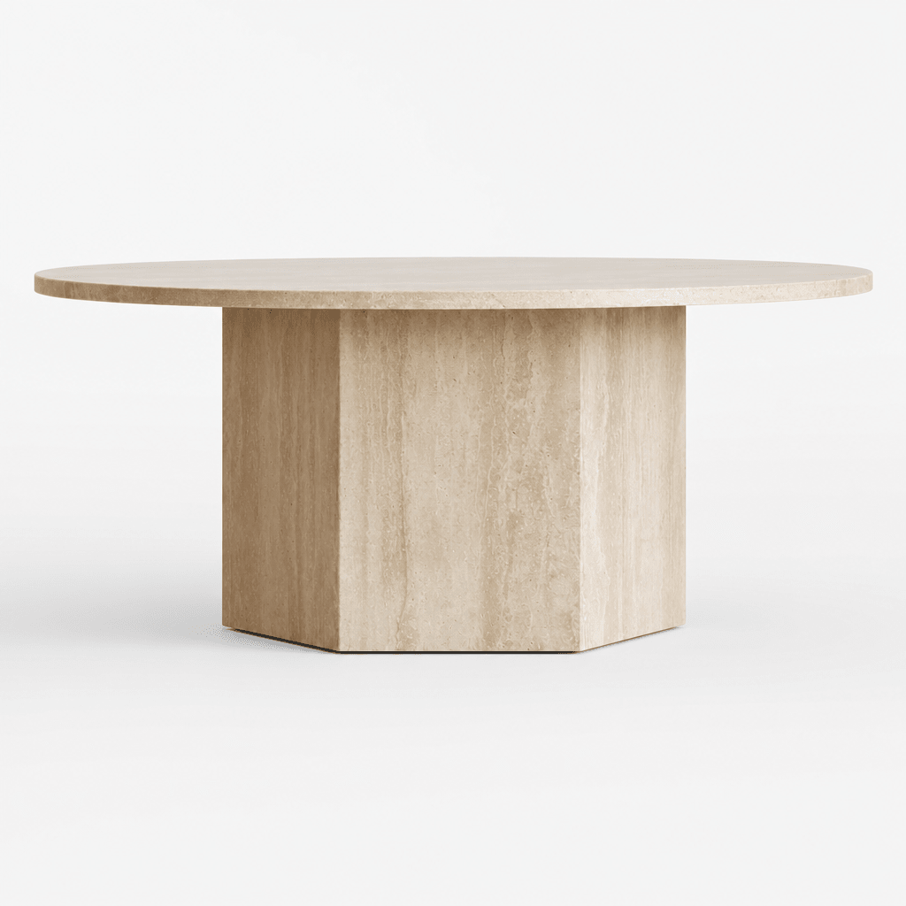 Calma Travertine Coffee Table - FURNIBLE.