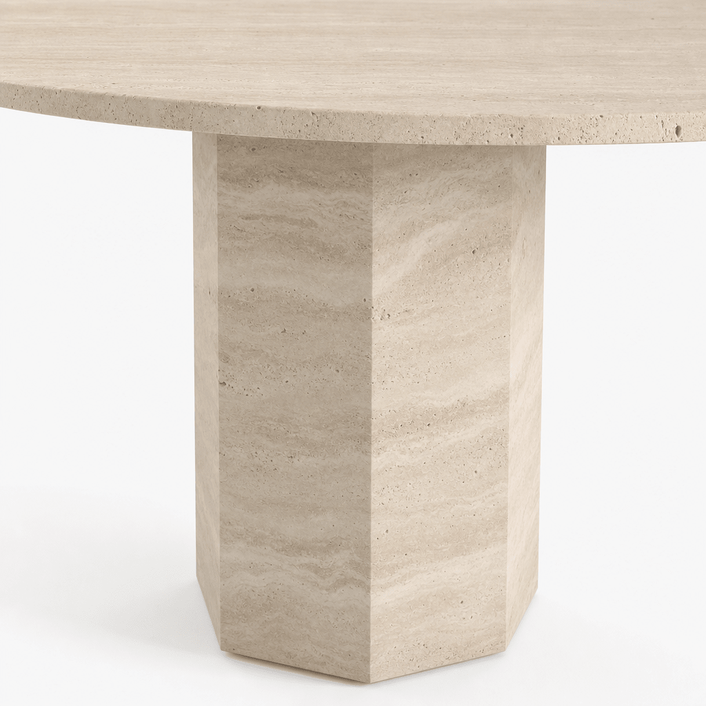 Calma Travertine Dining Table - FURNIBLE.