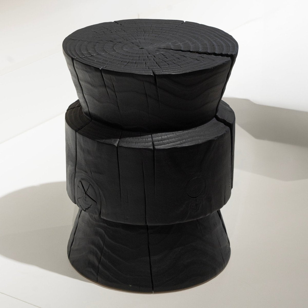 Carved Wood Accent Stool - FURNIBLE.