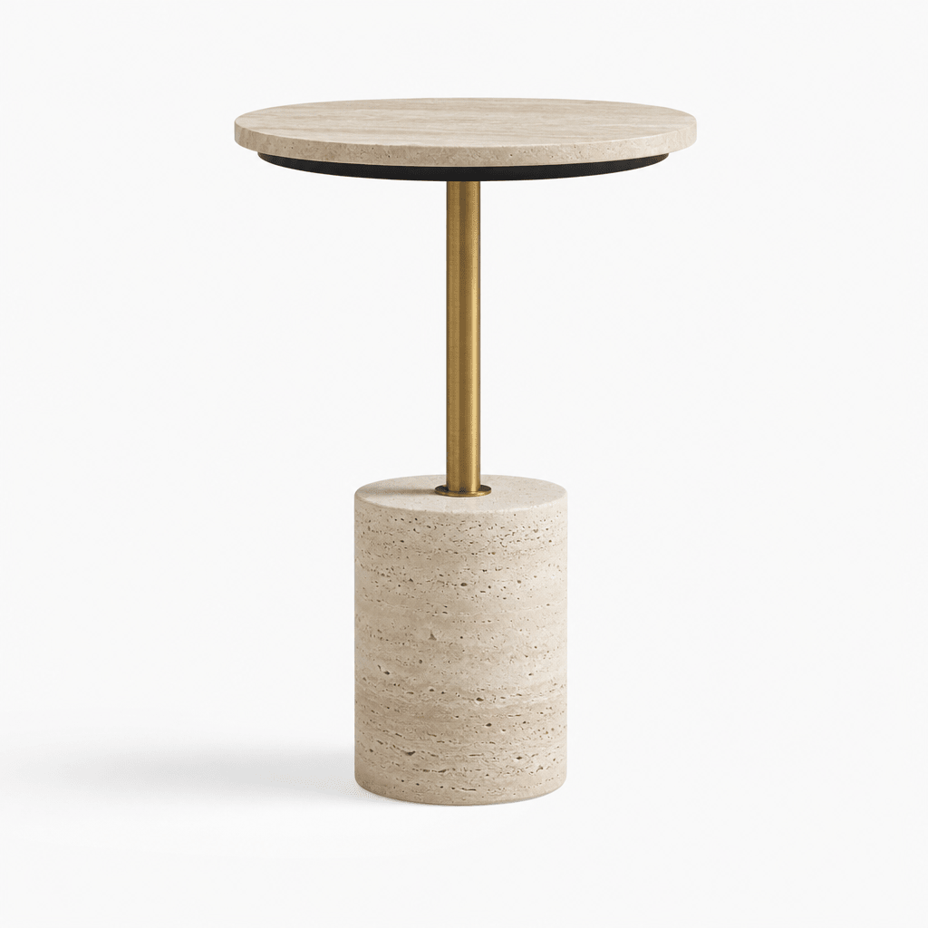 Celine Travertine Side Table - FURNIBLE.