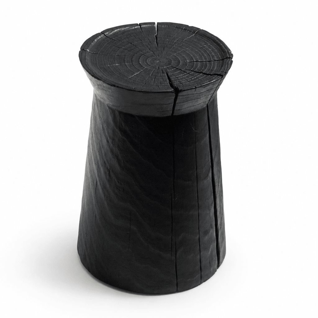 Charred Wood Stool - FURNIBLE.