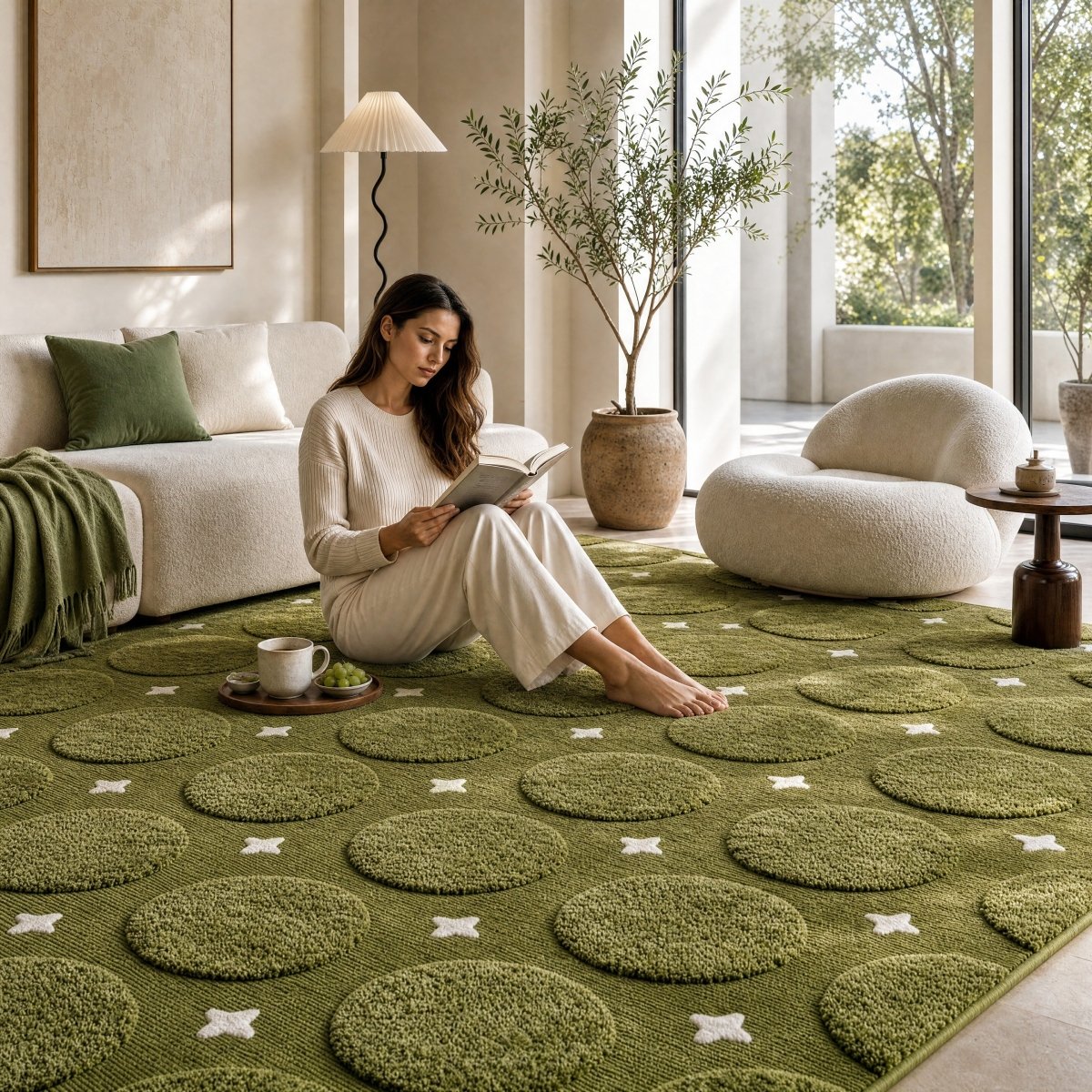 Circle Star Tufted Rug - FURNIBLE.