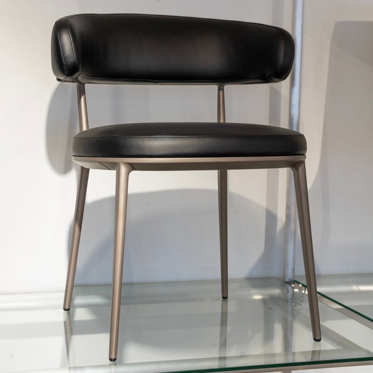 Contoured Leather Dining Chair - FURNIBLE.