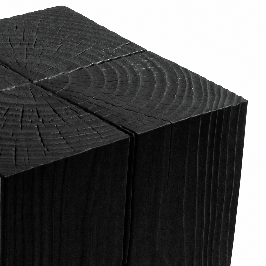 Four-Legged Wood Block Stool - FURNIBLE.