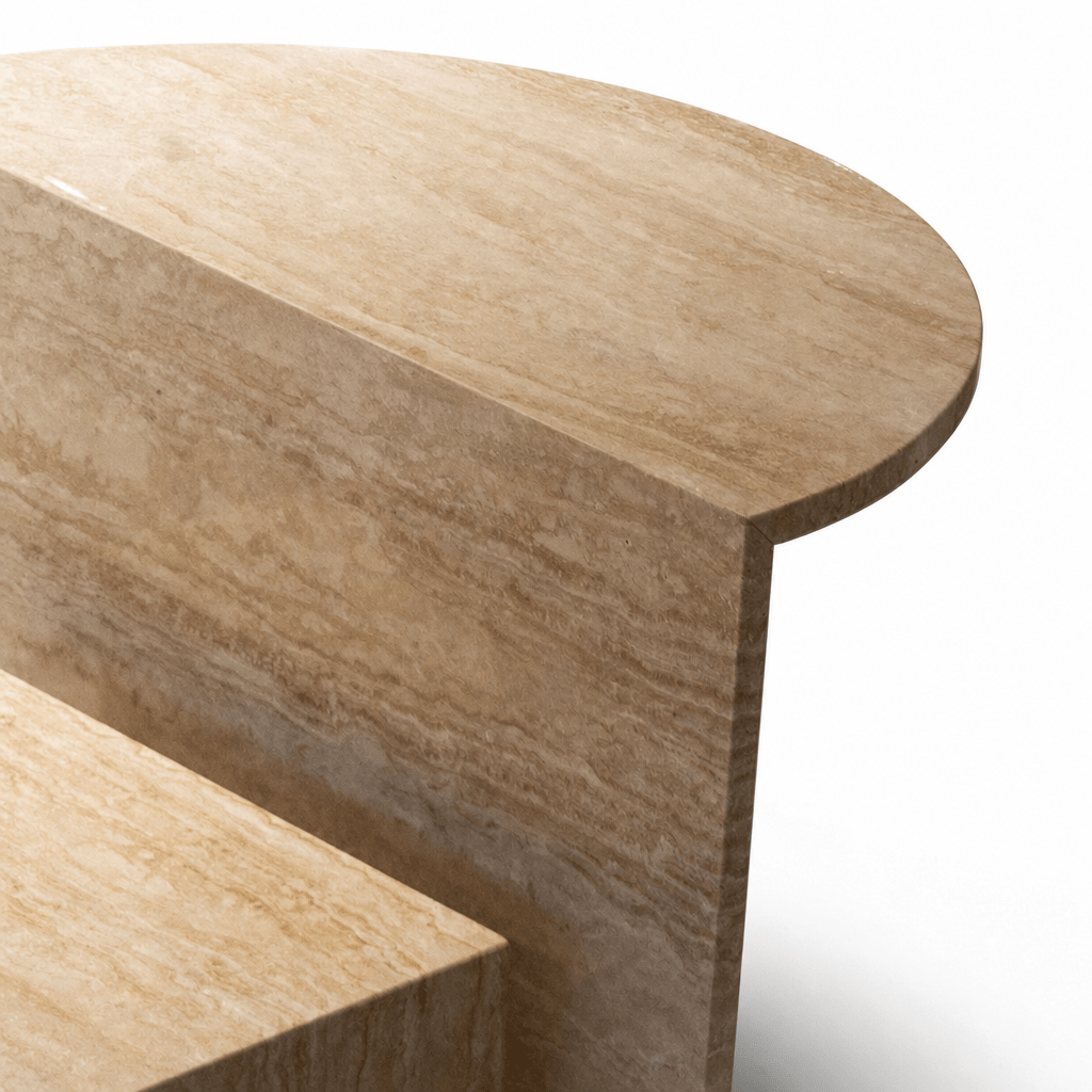 Geometric Stone Side Table Duo - FURNIBLE.