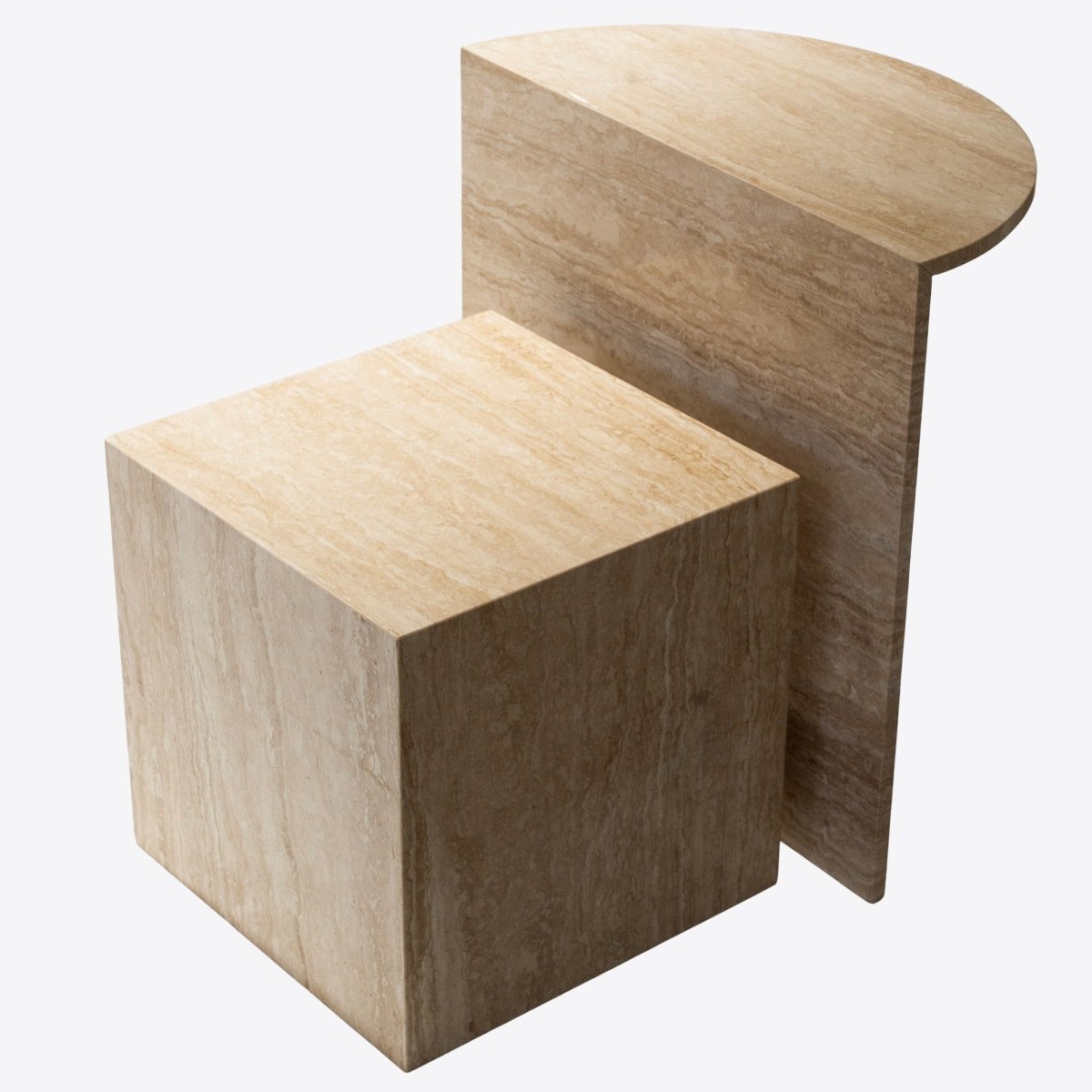Geometric Stone Side Table Duo - FURNIBLE.