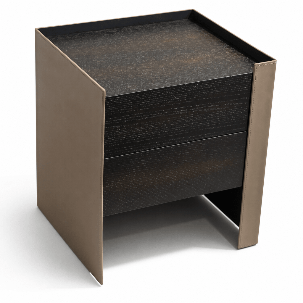 Leather Wrapped Nightstand - FURNIBLE.