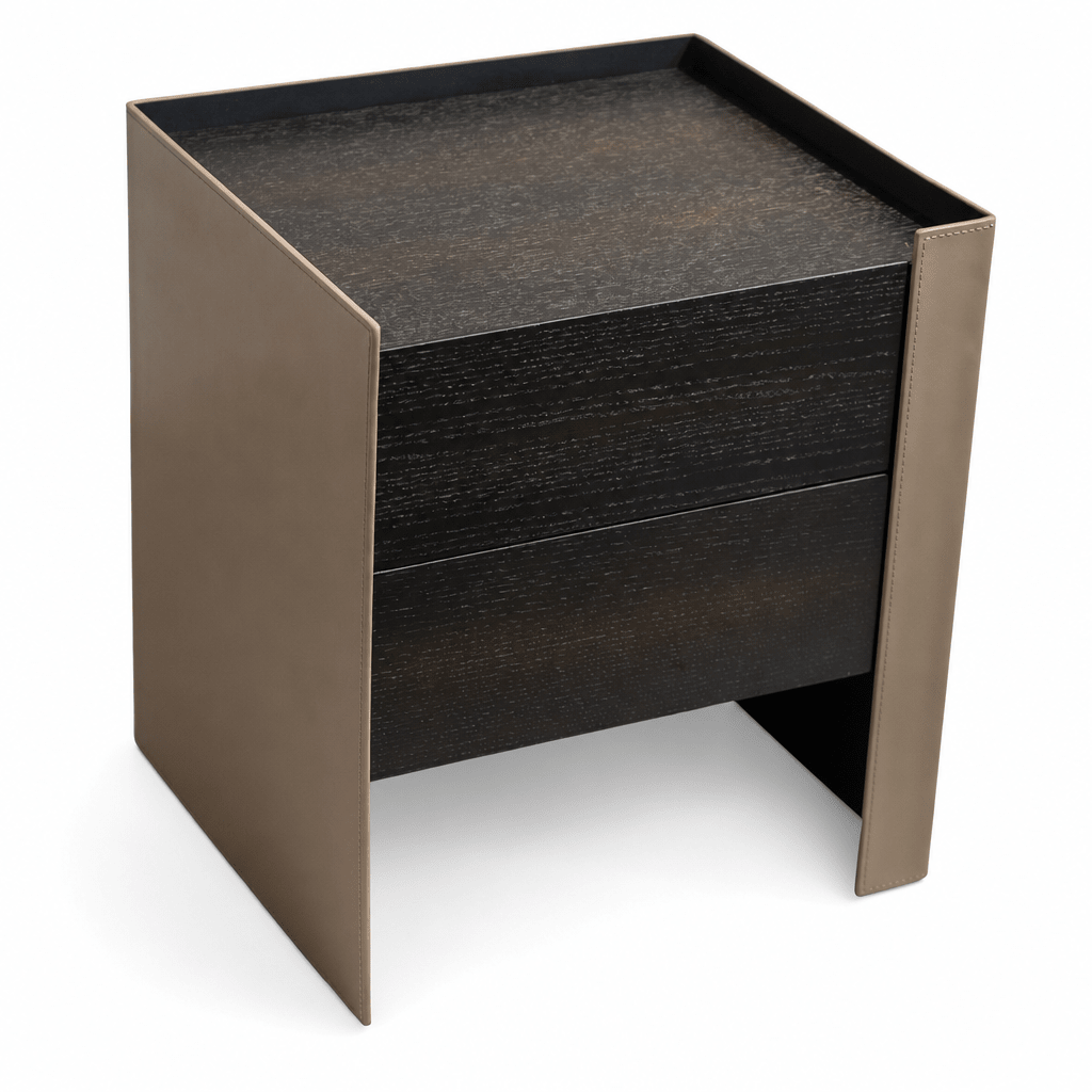 Leather Wrapped Nightstand - FURNIBLE.