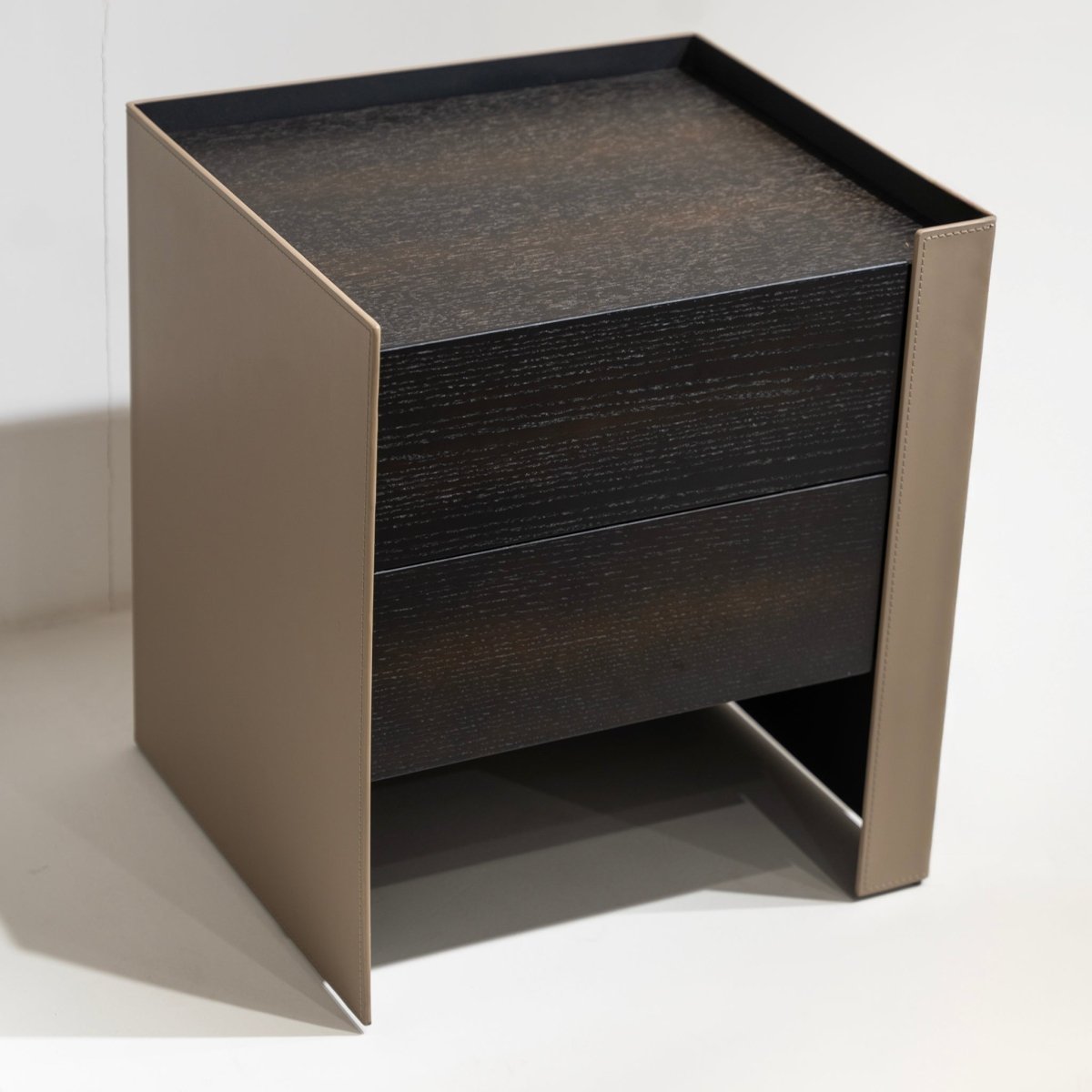 Leather Wrapped Nightstand - FURNIBLE.
