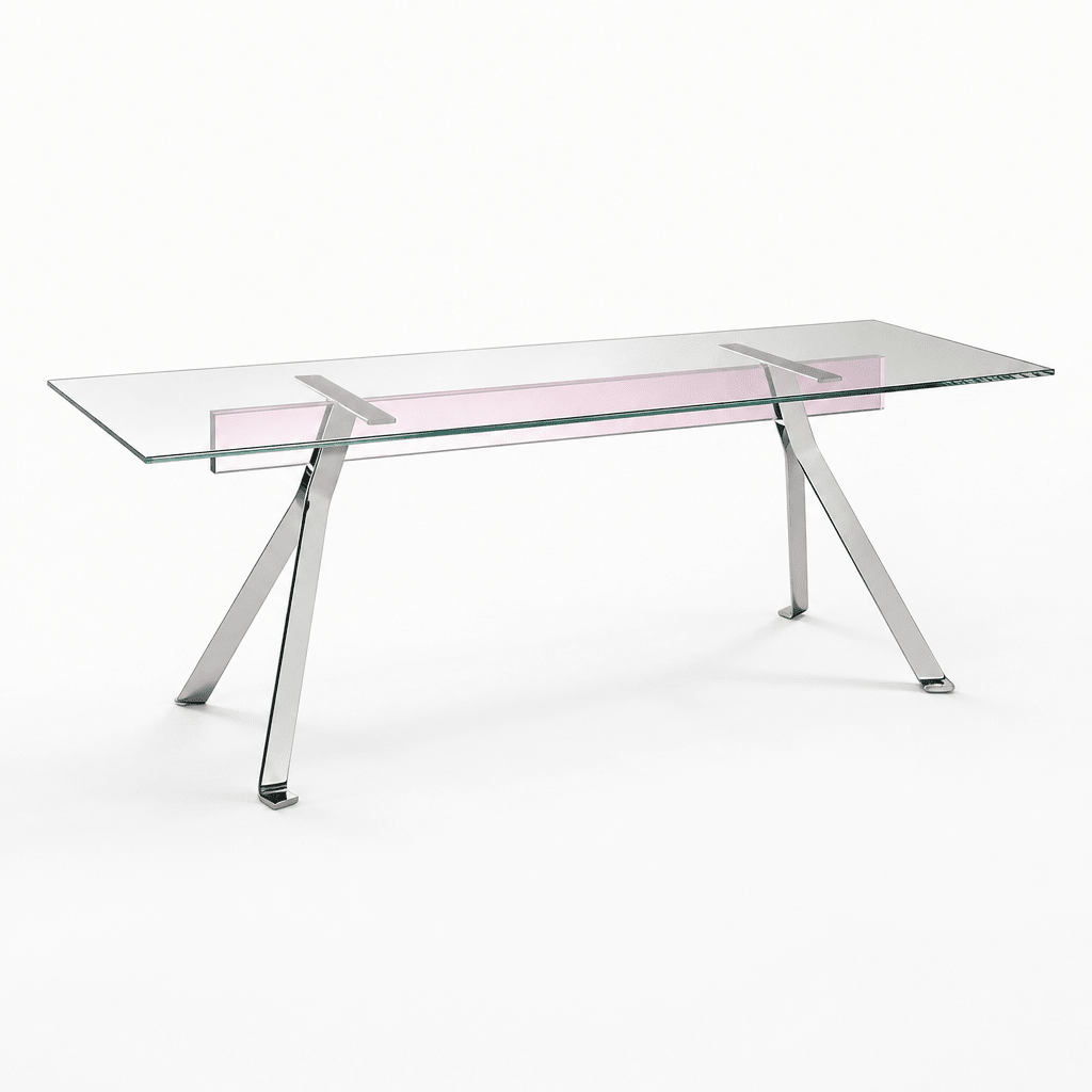 Lumi Blush Glass Dining Table - FURNIBLE.