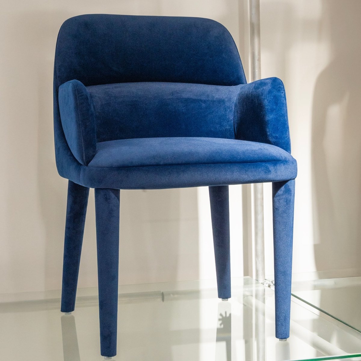 Navy Velvet Armchair - FURNIBLE.