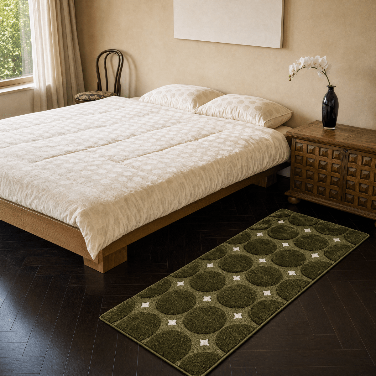 Olive Dot Runner Rug - FURNIBLE.