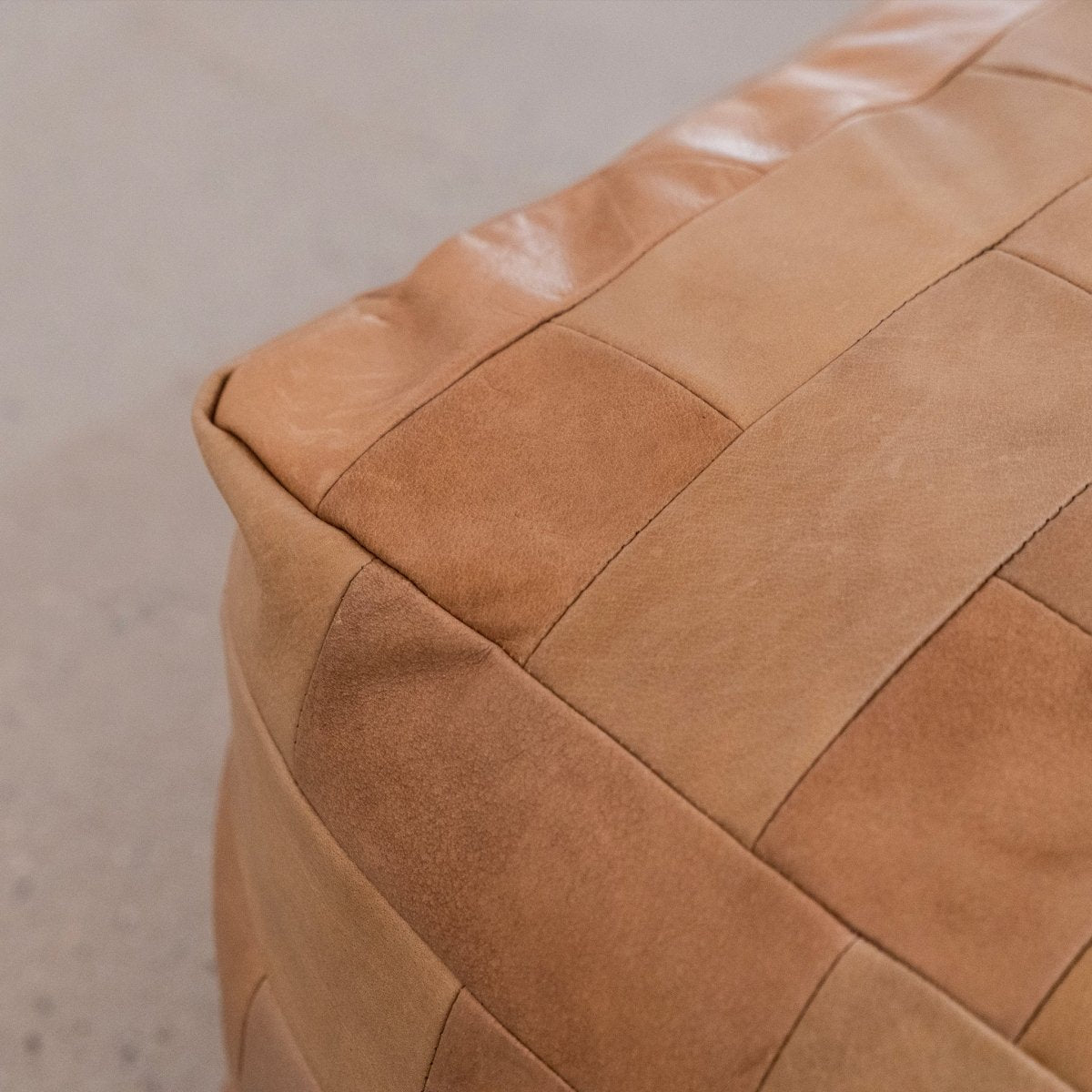 Patchwork Leather Ottoman - FURNIBLE.