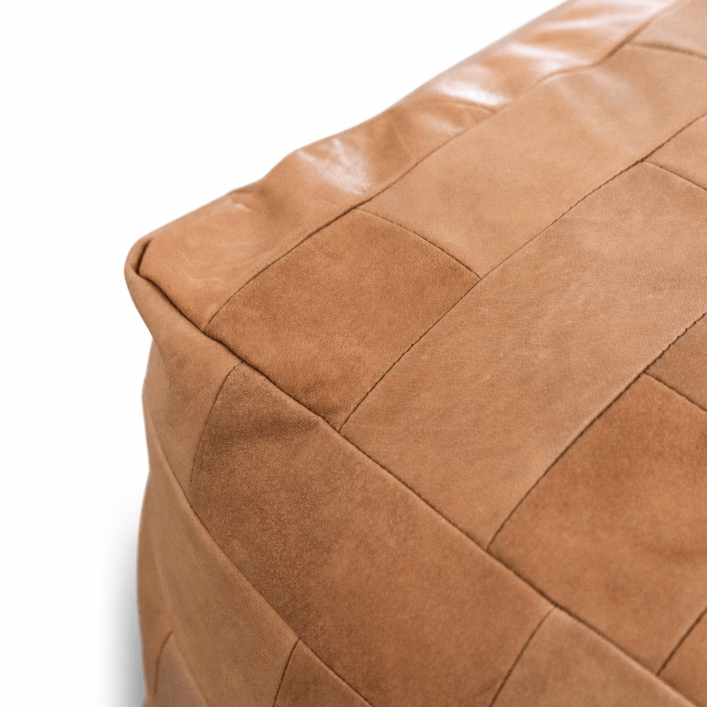 Patchwork Leather Ottoman - FURNIBLE.