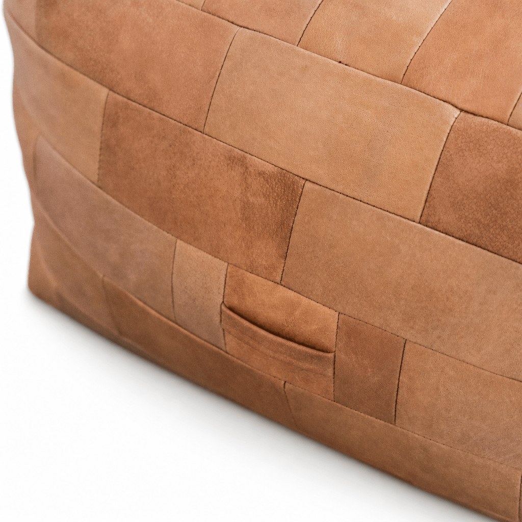 Patchwork Leather Ottoman - FURNIBLE.