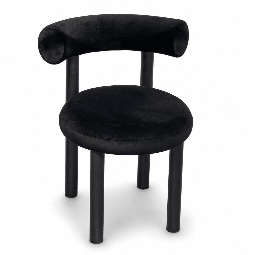 Plush Black Velvet Chair - FURNIBLE.