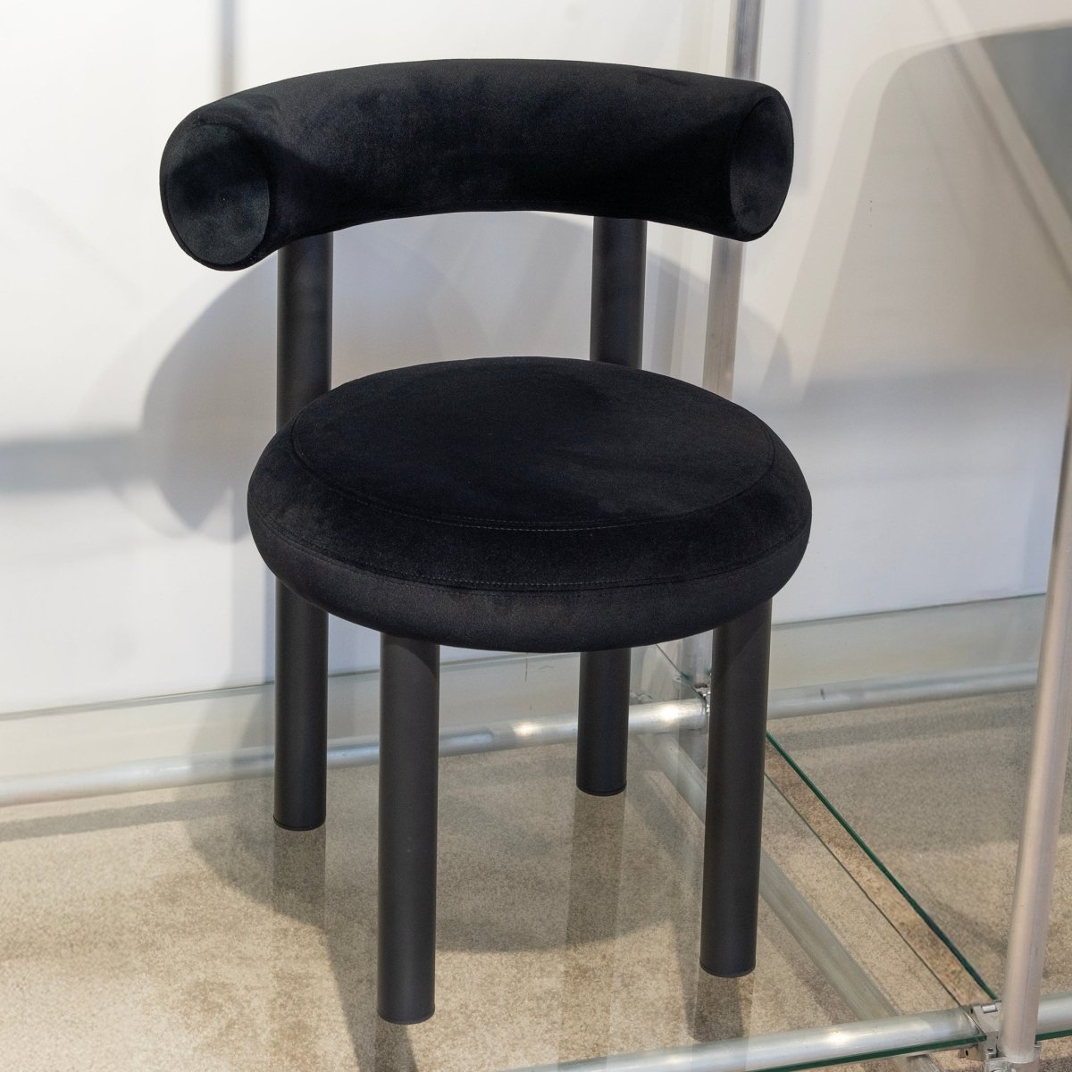Plush Black Velvet Chair - FURNIBLE.