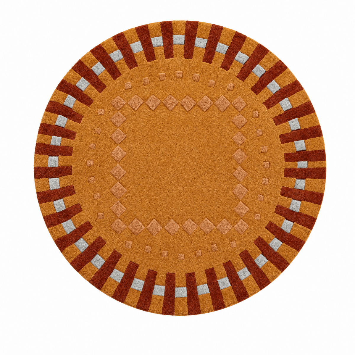 Radial Border Round Tufted Rug - FURNIBLE.