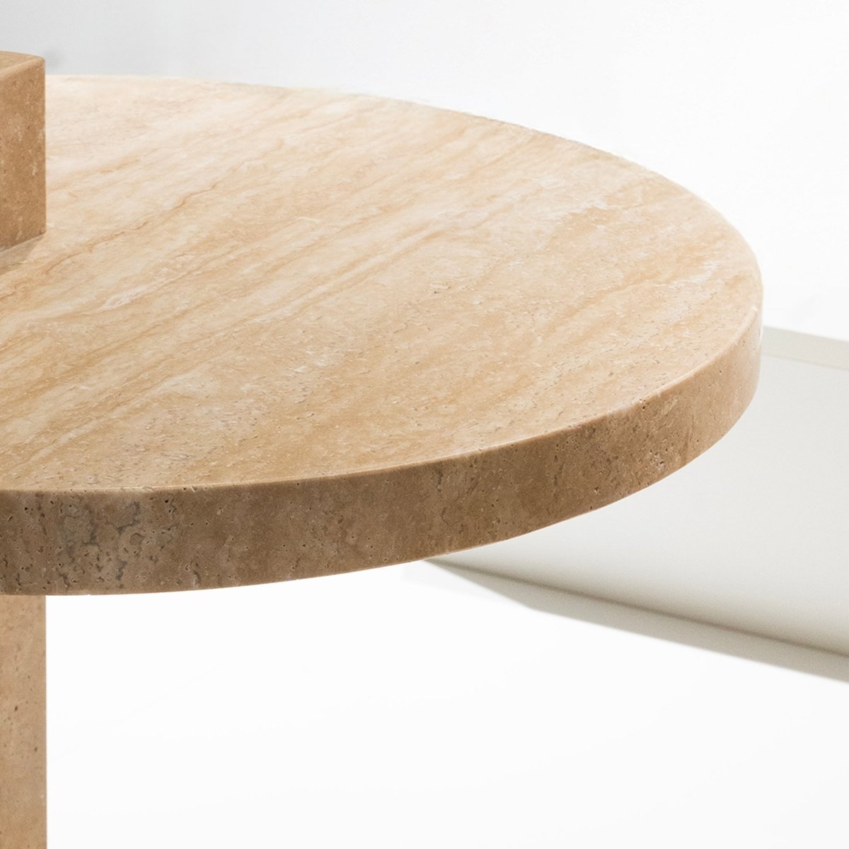 Rounded Travertine Side Table - FURNIBLE.