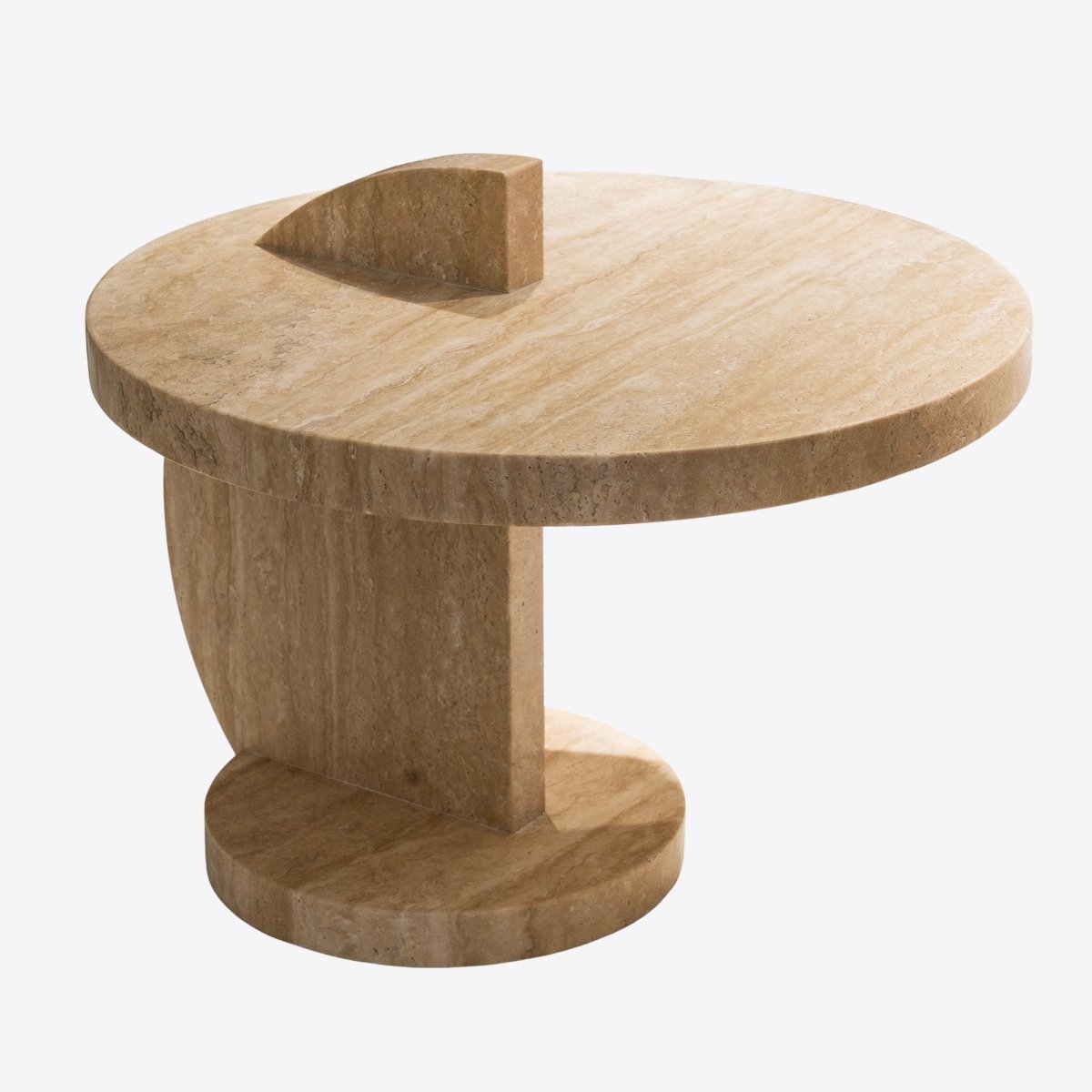 Rounded Travertine Side Table - FURNIBLE.