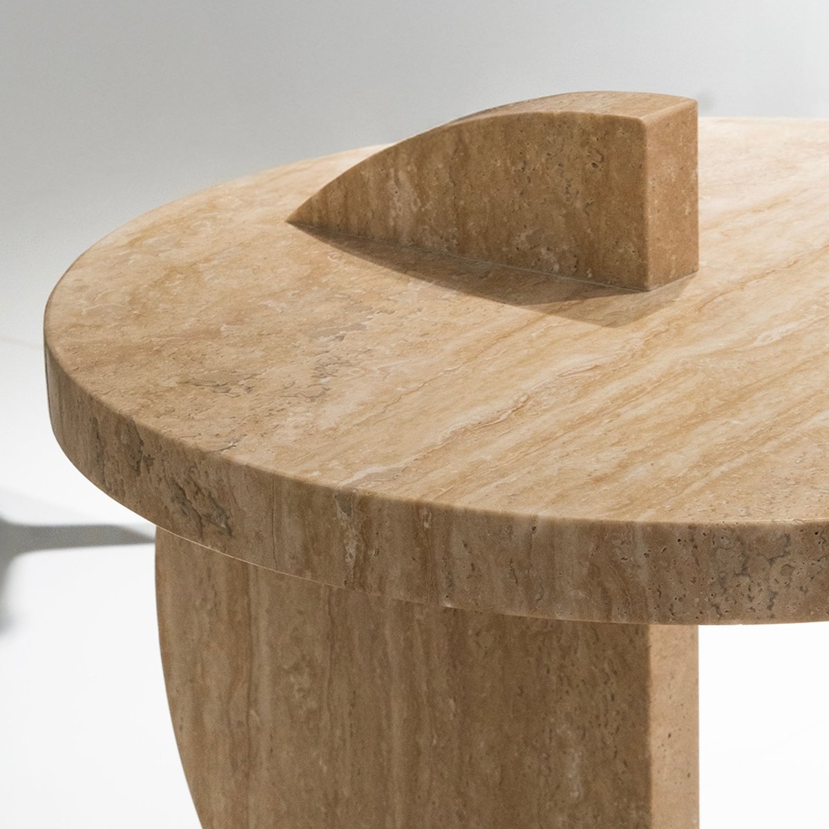 Rounded Travertine Side Table - FURNIBLE.