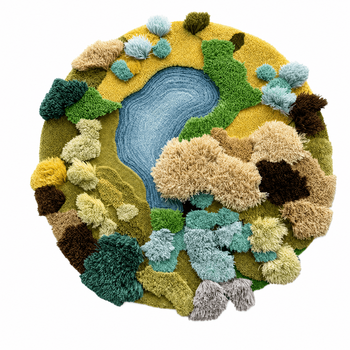 Sculpted Garden Pond Tufted Rug - FURNIBLE.