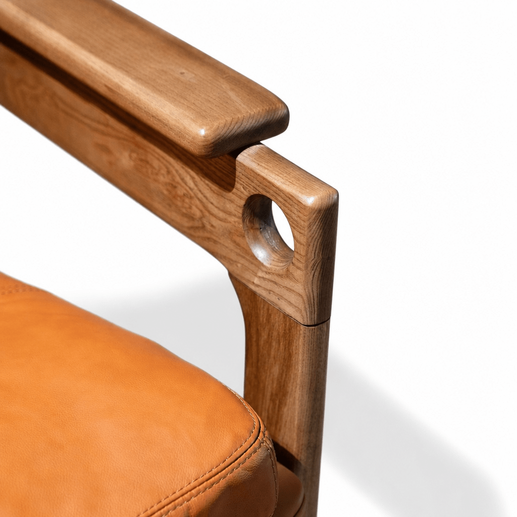 Siena Walnut Leather Armchair - FURNIBLE.