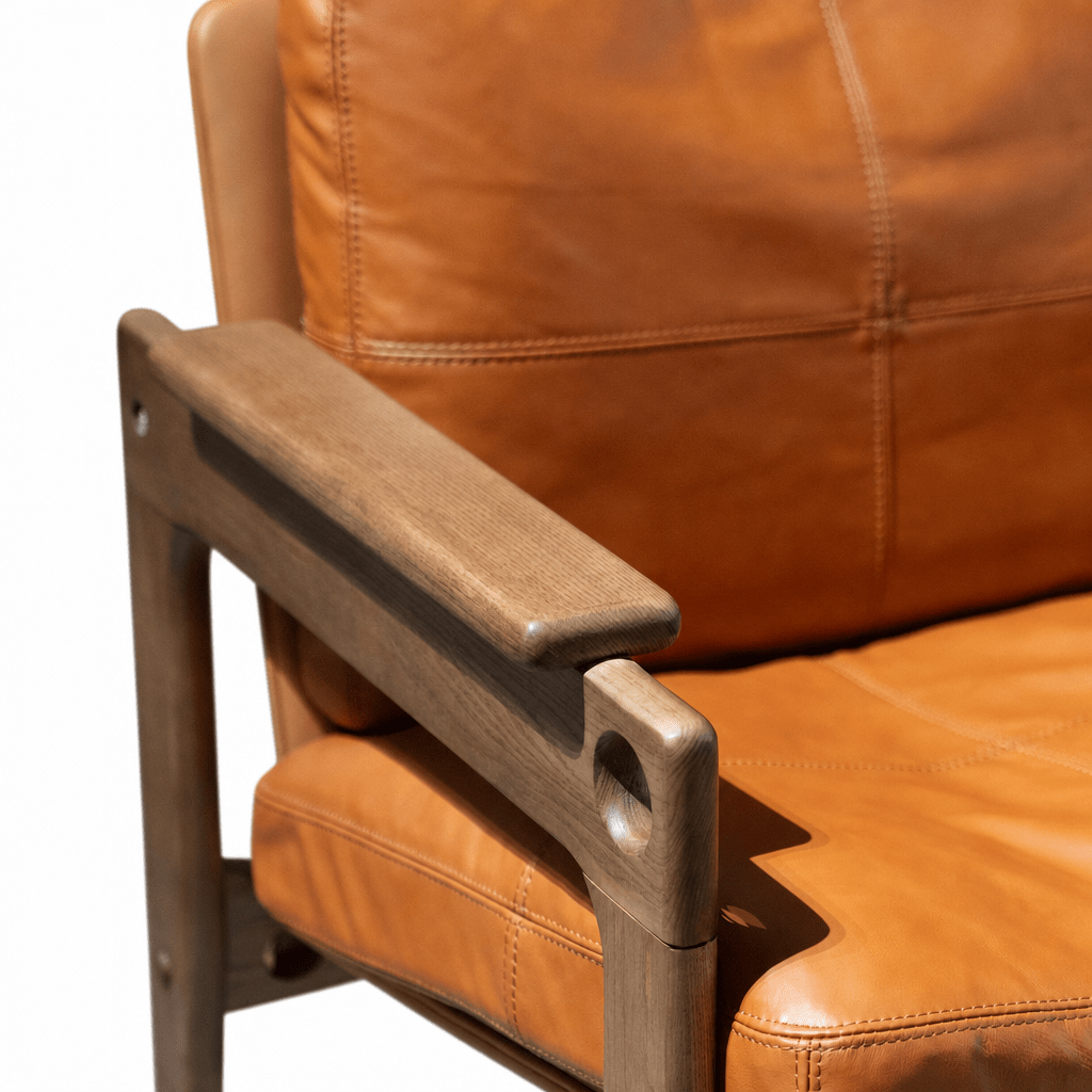 Siena Walnut Leather Armchair - FURNIBLE.