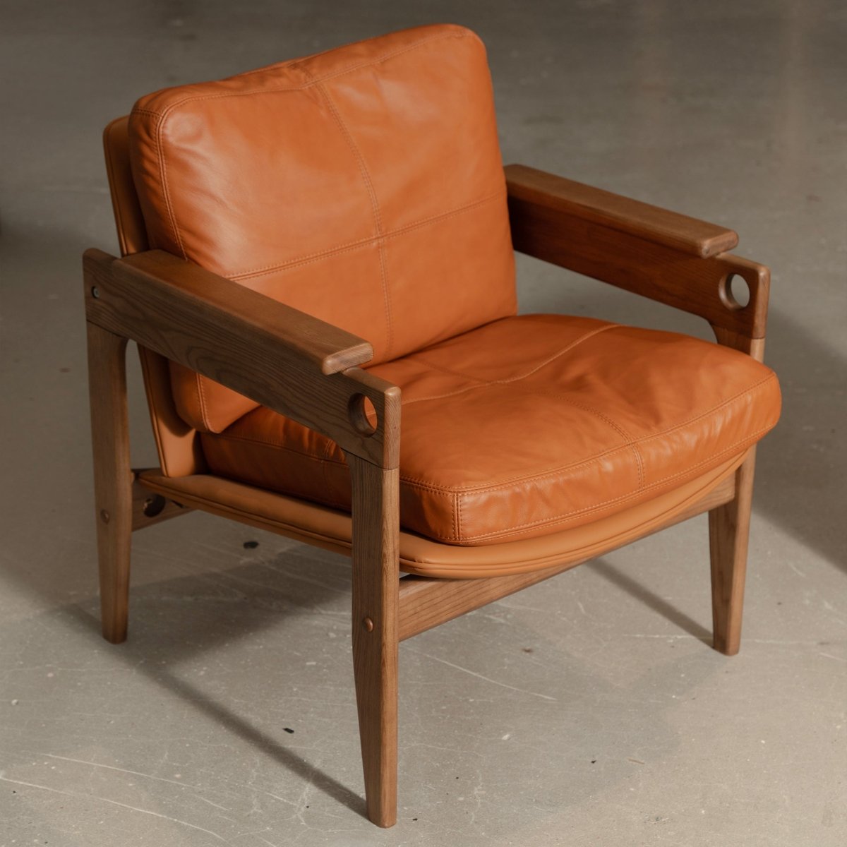 Siena Walnut Leather Armchair - FURNIBLE.