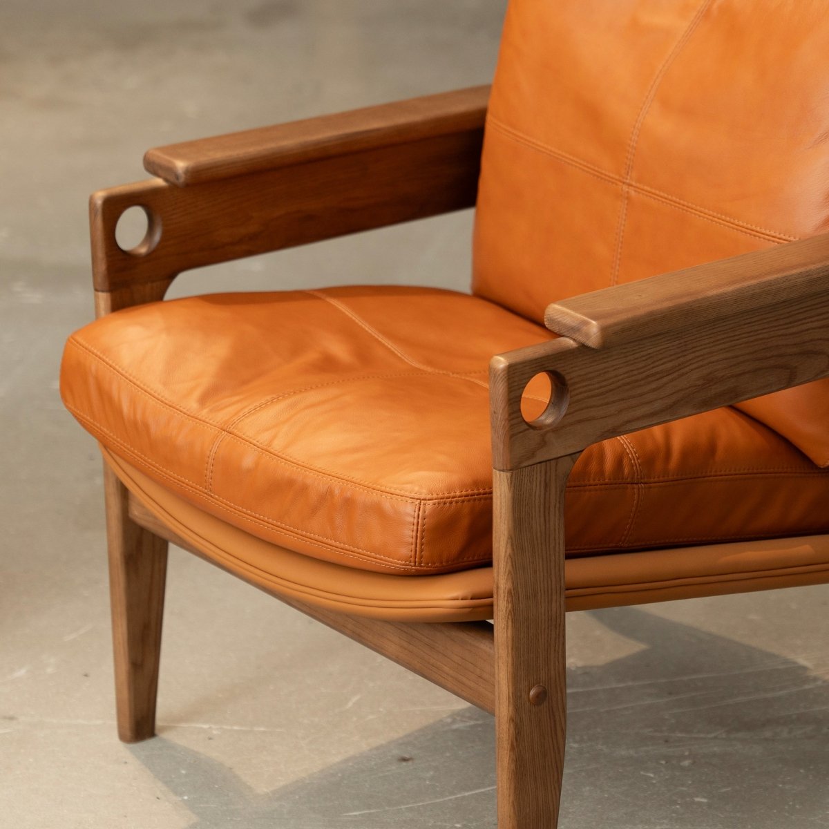 Siena Walnut Leather Armchair - FURNIBLE.