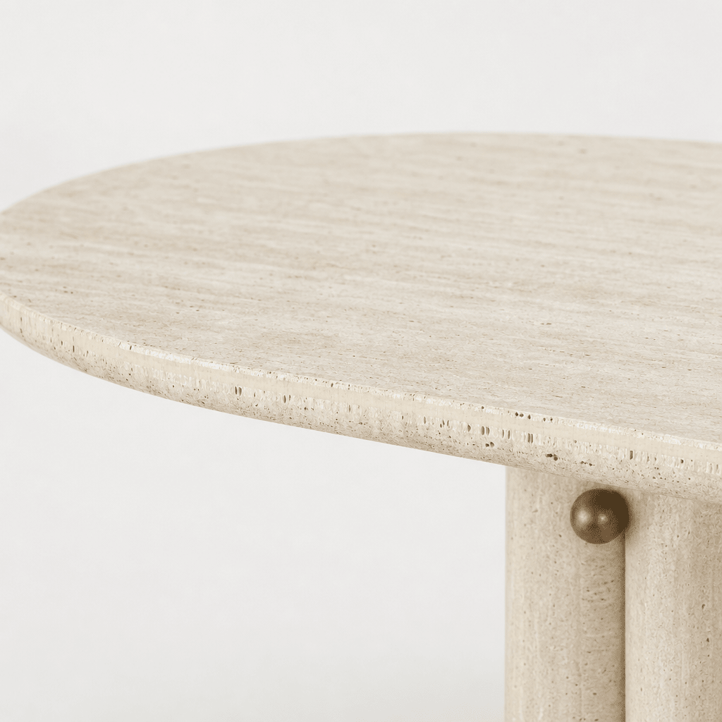 Sienna Travertine Oval Dining Table - FURNIBLE.