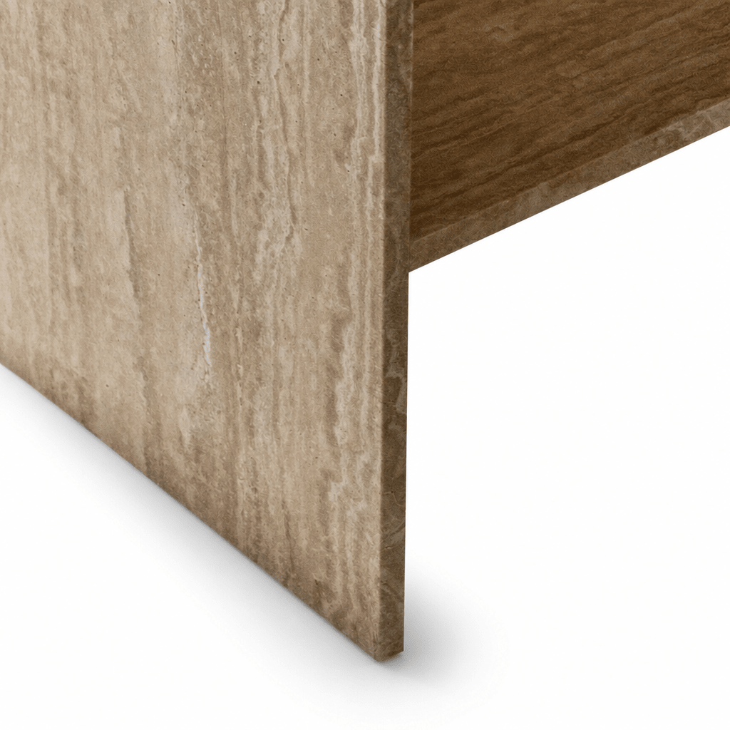 Travertine Open Shelf Side Table - FURNIBLE.