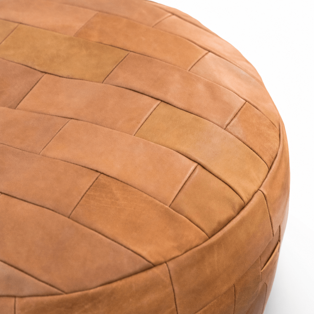 Woven Leather Pouf - FURNIBLE.