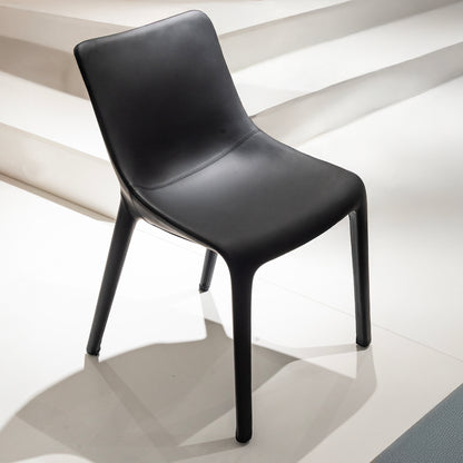 Contoured Black Leather Chair