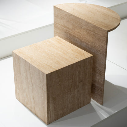 Geometric Stone Side Table Duo