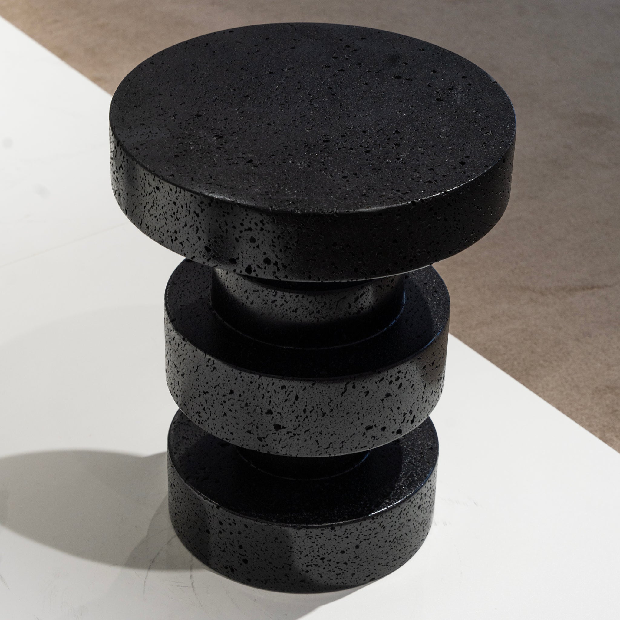 Textured Black Accent Stool
