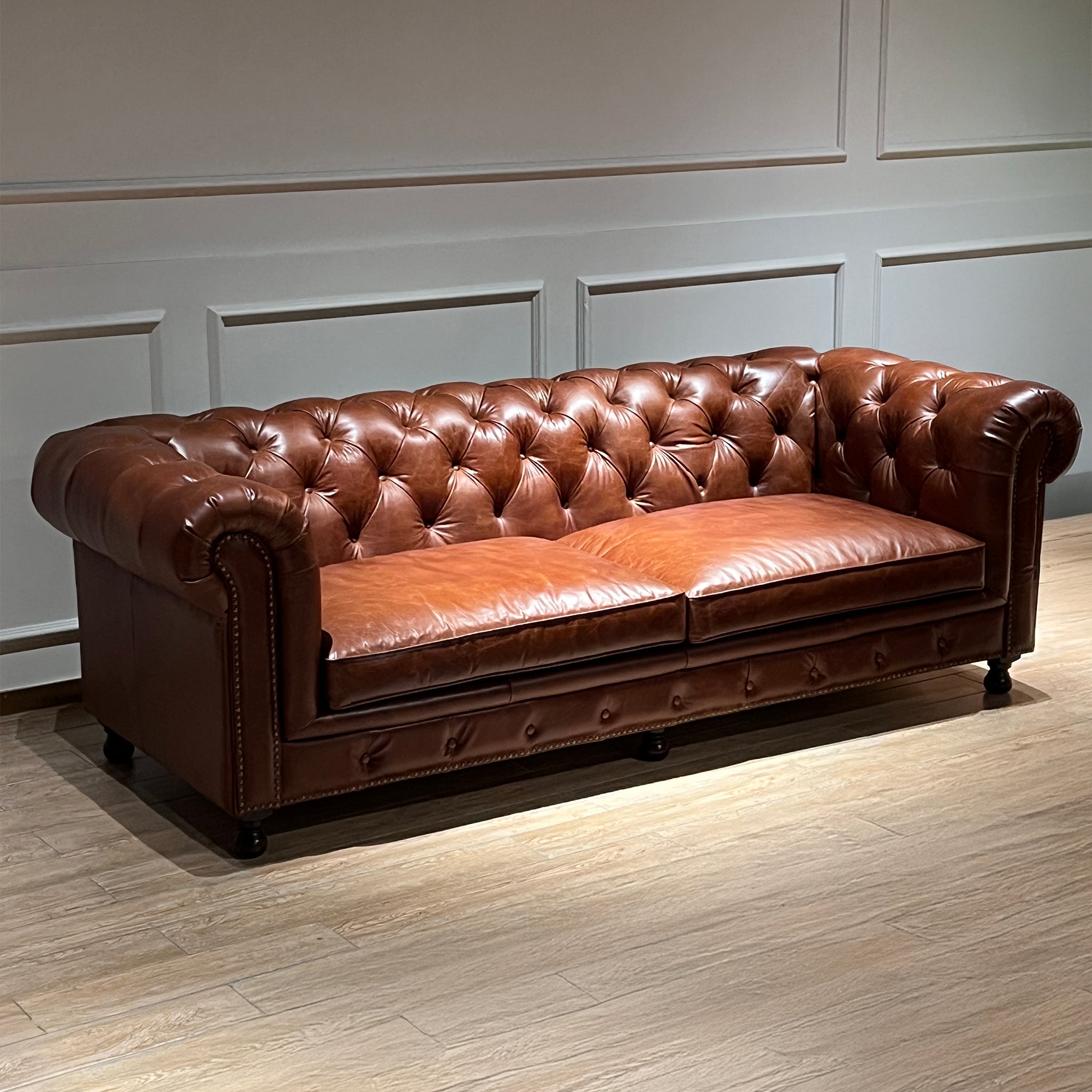 Classic Tufted Leather Chesterfield Sofa