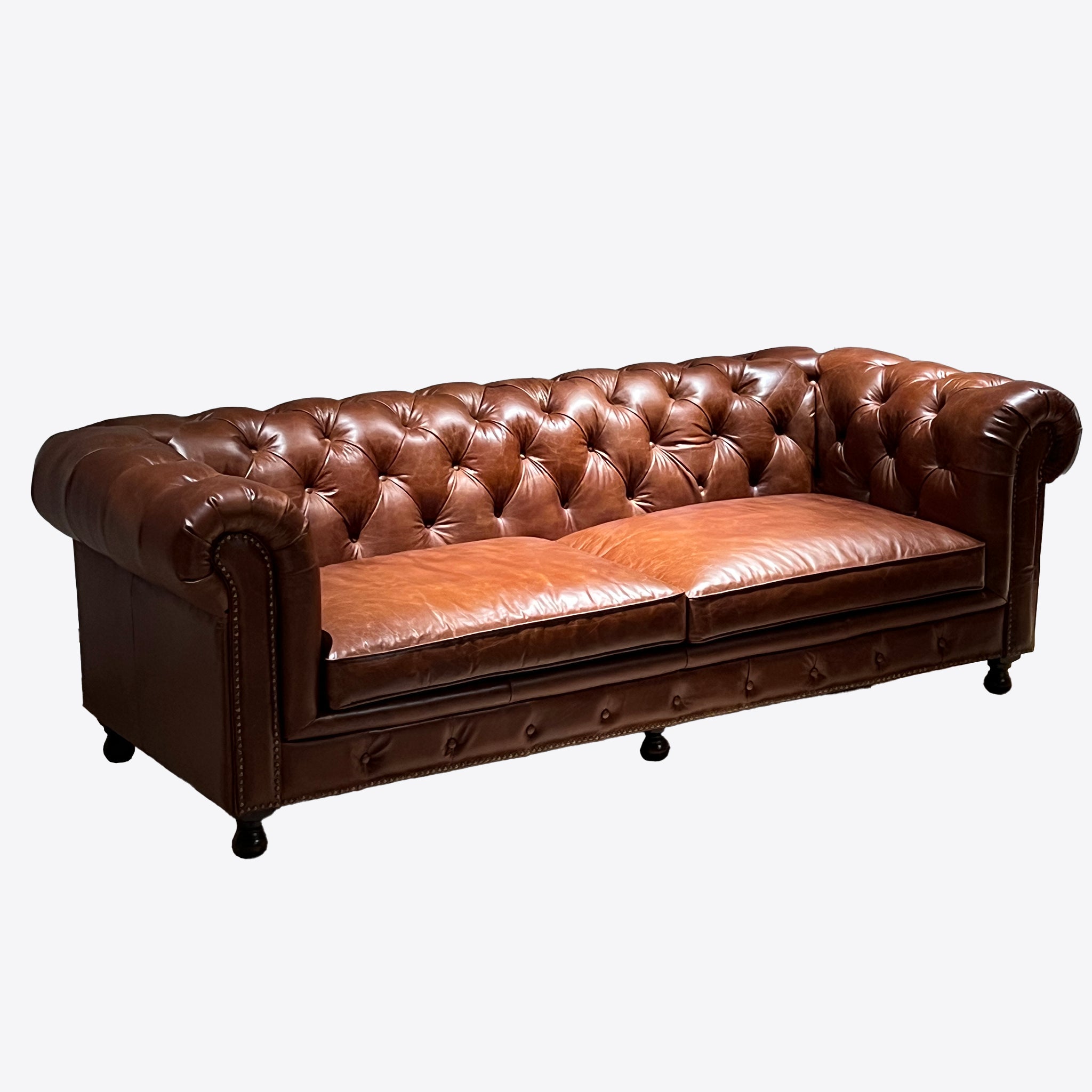Classic Tufted Leather Chesterfield Sofa