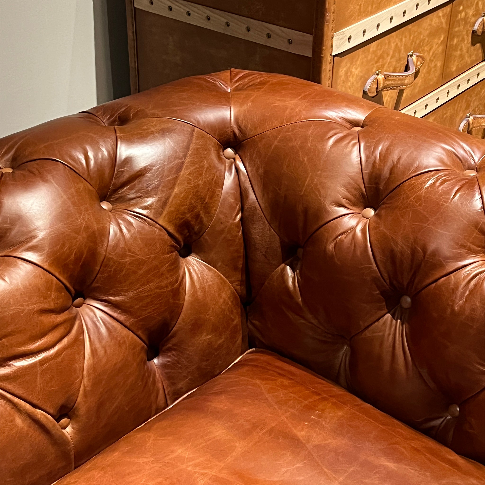 Classic Tufted Leather Chesterfield Sofa