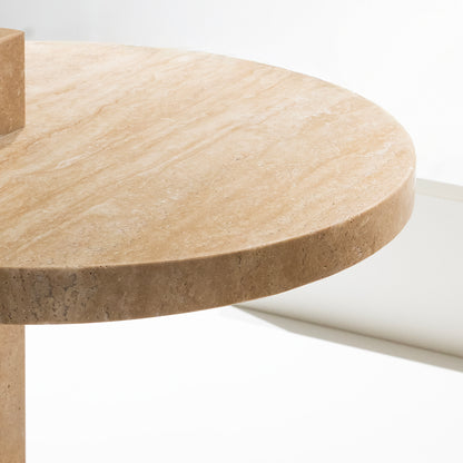 Rounded Travertine Side Table