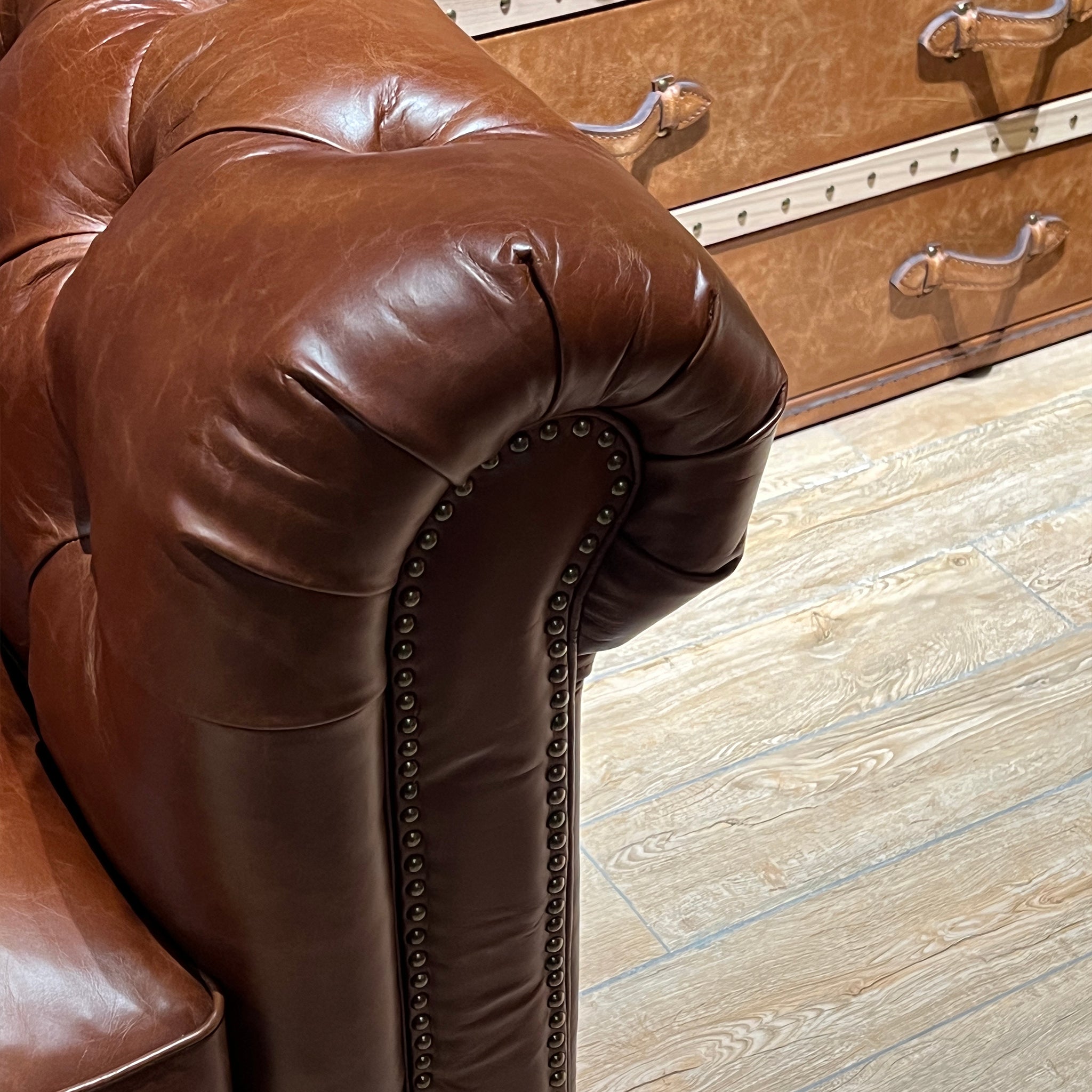 Classic Tufted Leather Chesterfield Sofa
