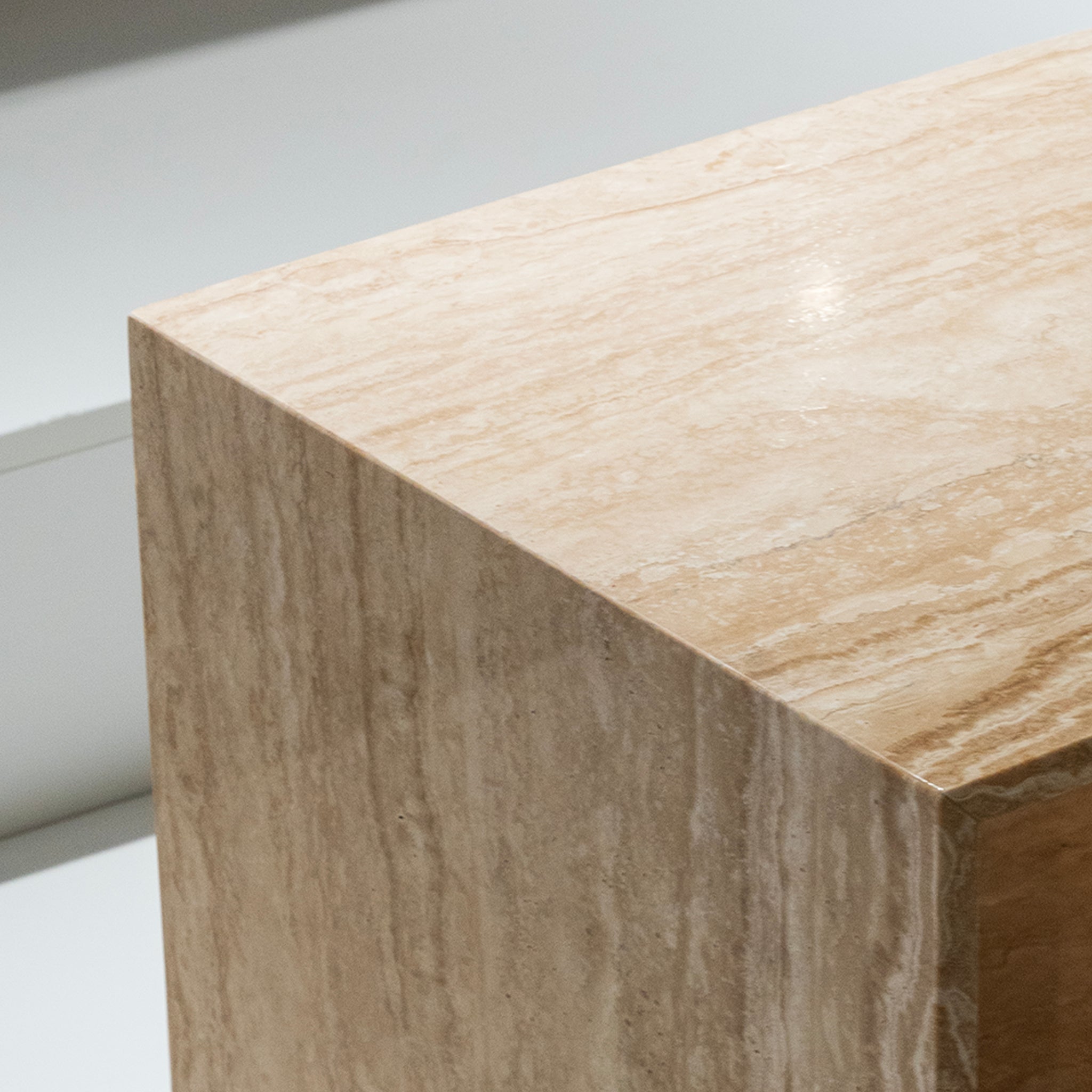 Travertine Open Shelf Side Table