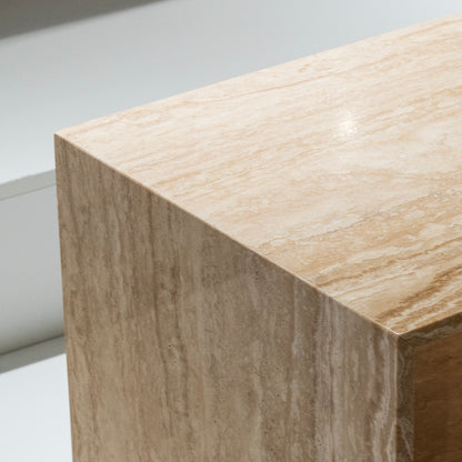 Travertine Open Shelf Side Table