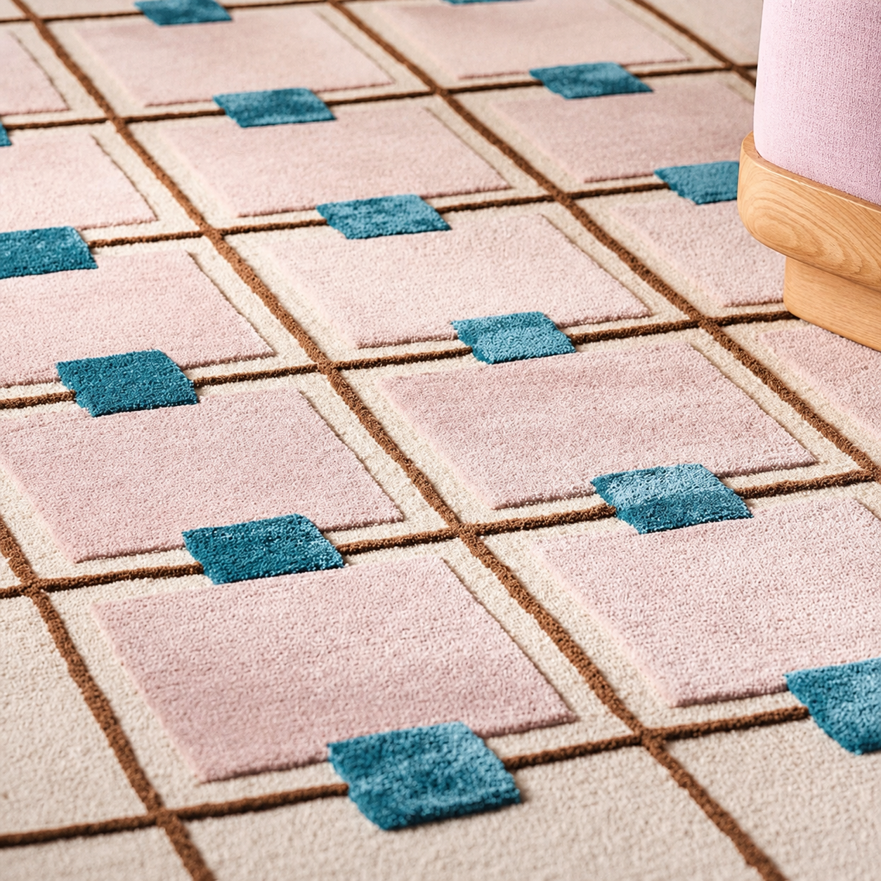 Layered Grid Tufted Rug
