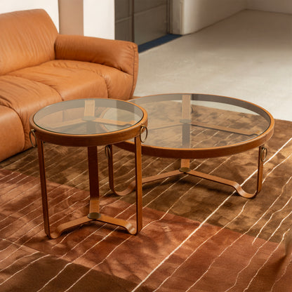 Glass and Leather Coffee Tables